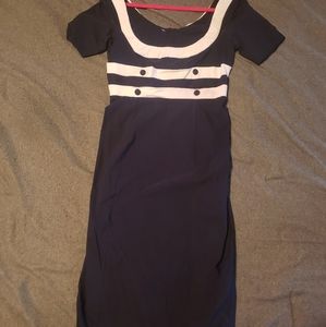 Unique Vintage Navy Sailor Wiggle dress
